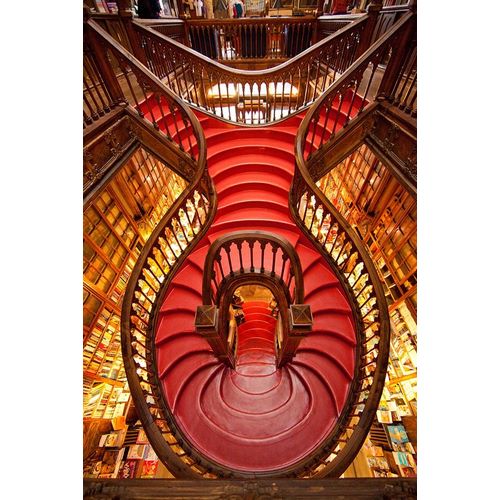 Portugal-Porto Ornate staircase in the Lello Bookstore